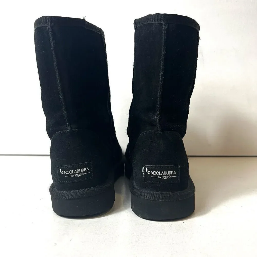 Koolaburra By Ugg Black Short Winter Boots Sherpa Lining Pull On Women's Size 7